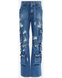 Dolce & Gabbana - Jeans regular distressed a vita alta - Lyst