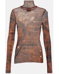 Jean Paul Gaultier - X Knwls Printed Mesh High-Neck Top - Lyst