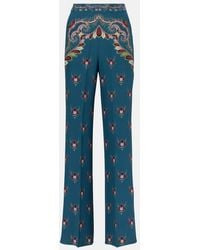 Etro - Floral Printed Silk Flared Pants - Lyst