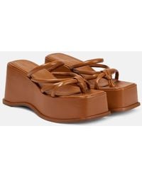 Souliers Martinez - Alambra Wedge Platform Leather Sandals - Lyst
