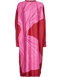 Dries Van Noten Printed Satin Midi Dress - Pink