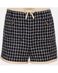 Valentino - Vlogo Checked Wool-Blend Boucle Shorts - Lyst