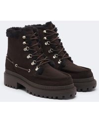 Yves Salomon - Shearling-Lined Suede Lace-Up Boots - Lyst