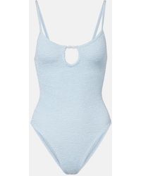 Hunza G - Mia Beaded Cutout Swimsuit - Lyst