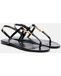 Saint Laurent - Cassandre Patent Leather Thong Sandals - Lyst