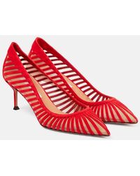Aquazzura - Passions 65 Suede And Mesh Pumps - Lyst