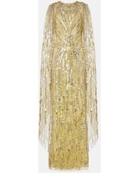 Jenny Packham - Elio Embellished Caped Gown - Lyst