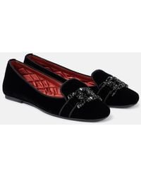 Tod's - Kate Crystal-Embellished Velvet Ballet Flats - Lyst