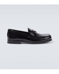 Prada - Leather Loafer With Logo - Lyst
