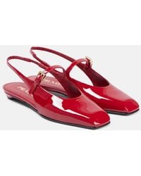 Prada - Slingback-Ballerinas Aus Lackleder - Lyst