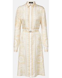 Versace - Barocco Silk Twill Shirt Dress - Lyst
