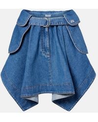 Loewe - Minifalda Asimetrica Double De Denim Con Cinturon - Lyst