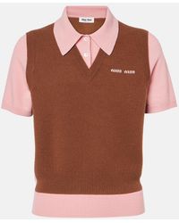 Miu Miu - Layered Wool And Cashmere Polo Shirt - Lyst