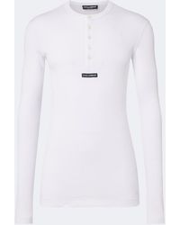 Dolce & Gabbana - Logo Ribbed-Knit Cotton Henley Shirt - Lyst