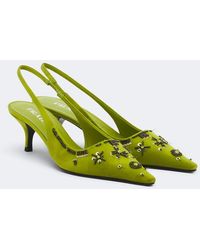 Prada - Embellished Satin Slingback Pumps - Lyst