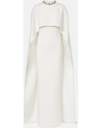 Roland Mouret - Crystal-Embellished Caped Crepe Gown - Lyst