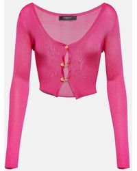 Versace - Safety Pin Cropped Cardigan - Lyst