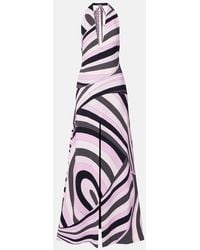 PUCCI - Iride Halterneck Satin Gown - Lyst