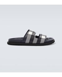 Burberry - Checked Canvas Slides - Lyst