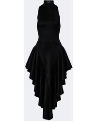 Alaïa - Asymmetric Ruffled Velvet Midi Dress - Lyst