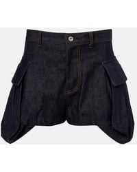 Sacai - High-Rise Denim Shorts - Lyst