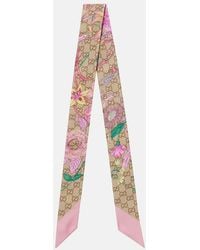 Gucci - Gg Floral Silk Twill Scarf - Lyst