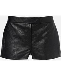 Alex Perry - Croc-Effect Leather Shorts - Lyst