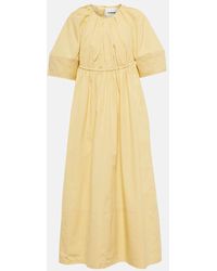 Jil Sander - Gathered Cotton Midi Dress - Lyst