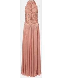 Costarellos - Embellished Ruched Georgette Gown - Lyst