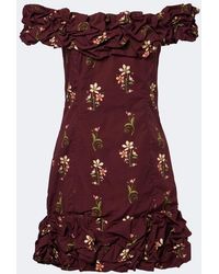 Agua Bendita - Jardin Floral Off-Shoulder Cotton Minidress - Lyst