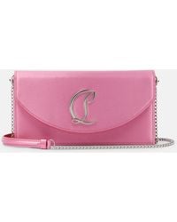 Christian Louboutin - Loubi54 Small Leather-Trimmed Silk Clutch - Lyst