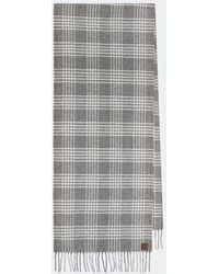 Eleventy - Checked Silk, Wool, And Cashmere Scarf - Lyst