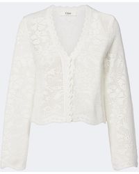 Chloé - Pointelle Scalloped Cotton Cardigan - Lyst