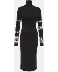 Dolce & Gabbana - Vestido longuette de punto milano con strass - Lyst