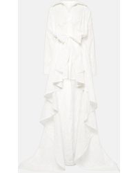 Norma Kamali - Embroidered Asymmetric Cotton Gown - Lyst
