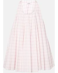 Loewe - Pleated Checked Cotton-Voile Mini Dress - Lyst