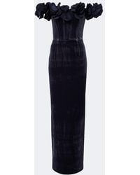 Rebecca Vallance - Rosette Floral-Applique Velvet Gown - Lyst