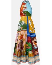 ALÉMAIS - X Mlak Printed Linen-Blend Midi Dress - Lyst