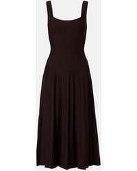 STAUD - Ellison Pleated Knitted Midi Dress - Lyst