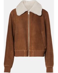 Yves Salomon - Shearling-trimmed Suede Bomber Jacket - Lyst