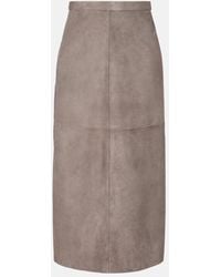 Max Mara - Suede Midi Skirt - Lyst
