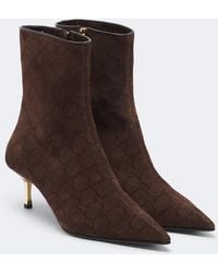 Gucci - Bombshell Gg Laser-Cut Suede Ankle Boots - Lyst
