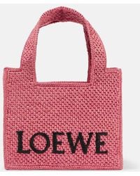 Loewe - Paula's Ibiza Font Mini Raffia Tote Bag - Lyst