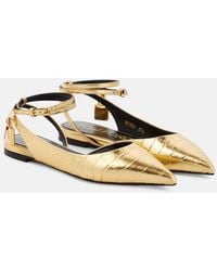 Tom Ford - Padlock Croc-effect Ballet Flats - Lyst