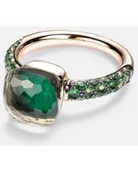 Pomellato - Nudo 18Kt Rose And Ring With Malachite, Prasiolite, And Tsavorite - Lyst