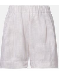 Brunello Cucinelli - Striped Linen Bermuda Shorts - Lyst