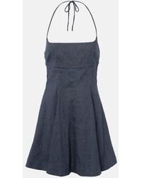 STAUD - Leone Linen-Blend Denim Minidress - Lyst