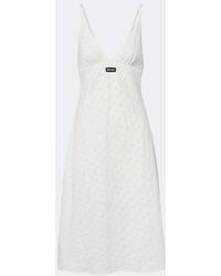 Miu Miu - Broderie Anglaise Poplin Midi Dress - Lyst