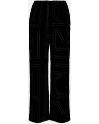 TOTEME - Logo Velvet Wide-Leg Pants - Lyst