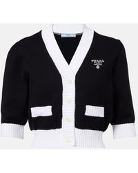 Prada - Cropped-Cardigan Aus Baumwolle - Lyst